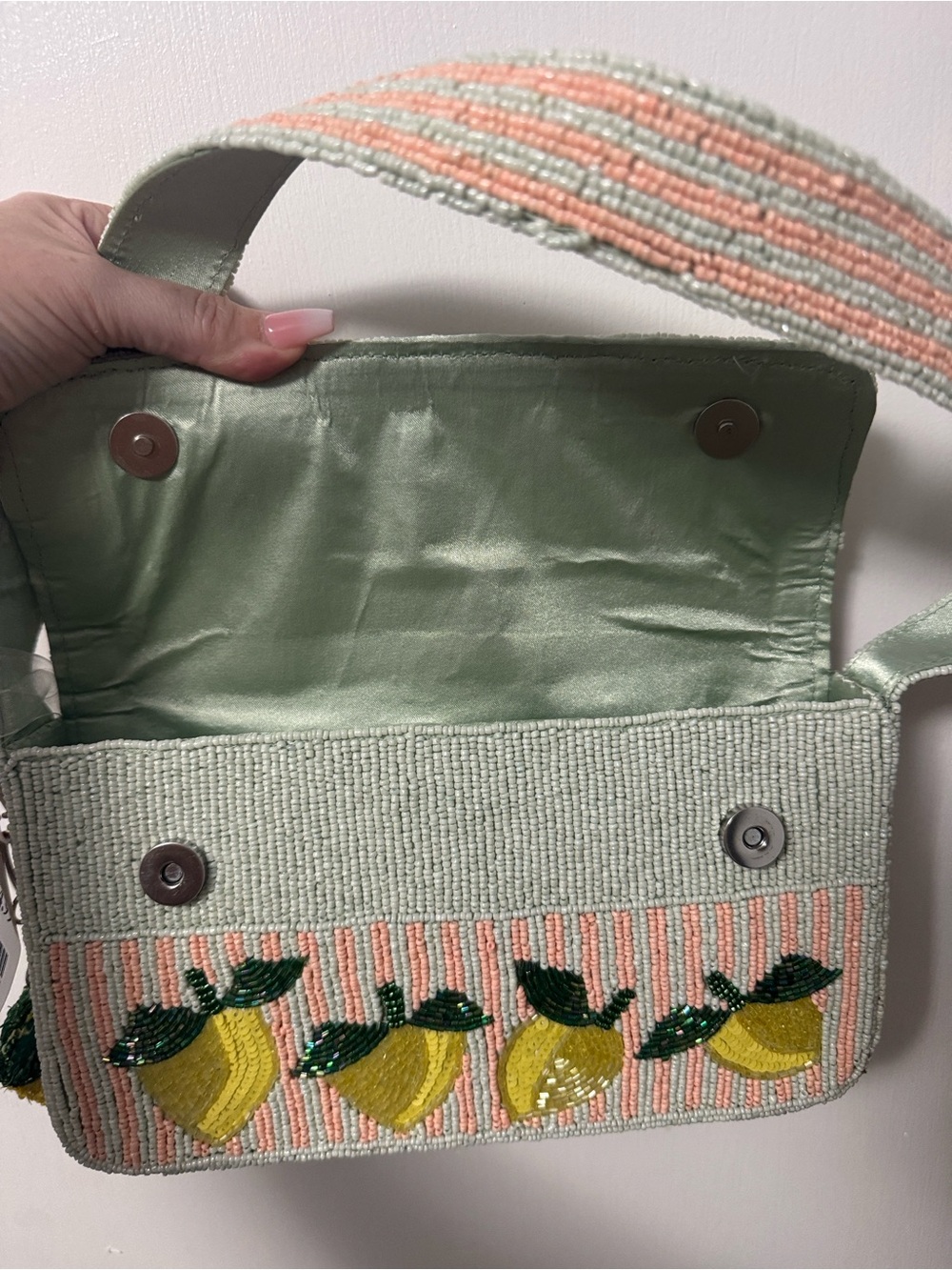 T.J.Maxx Beaded Lemon Shoulder Bag in Yellow and Cream - Picture 3 of 4